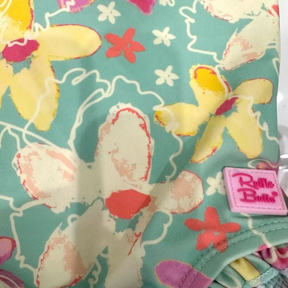 Ruffle Butts • Flowers  Long-Sleeve‎ one piece swimsuit-baby girl 0-3month